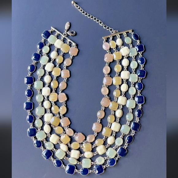 Ann Taylor signed 5 strand multicolor layered bib choker - Picture 1 of 4